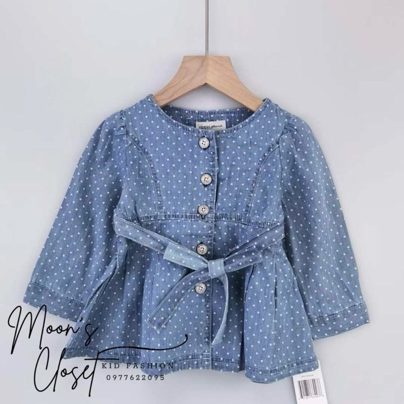 XD- Áo váy denim chấm bi Guess size 2y-6X