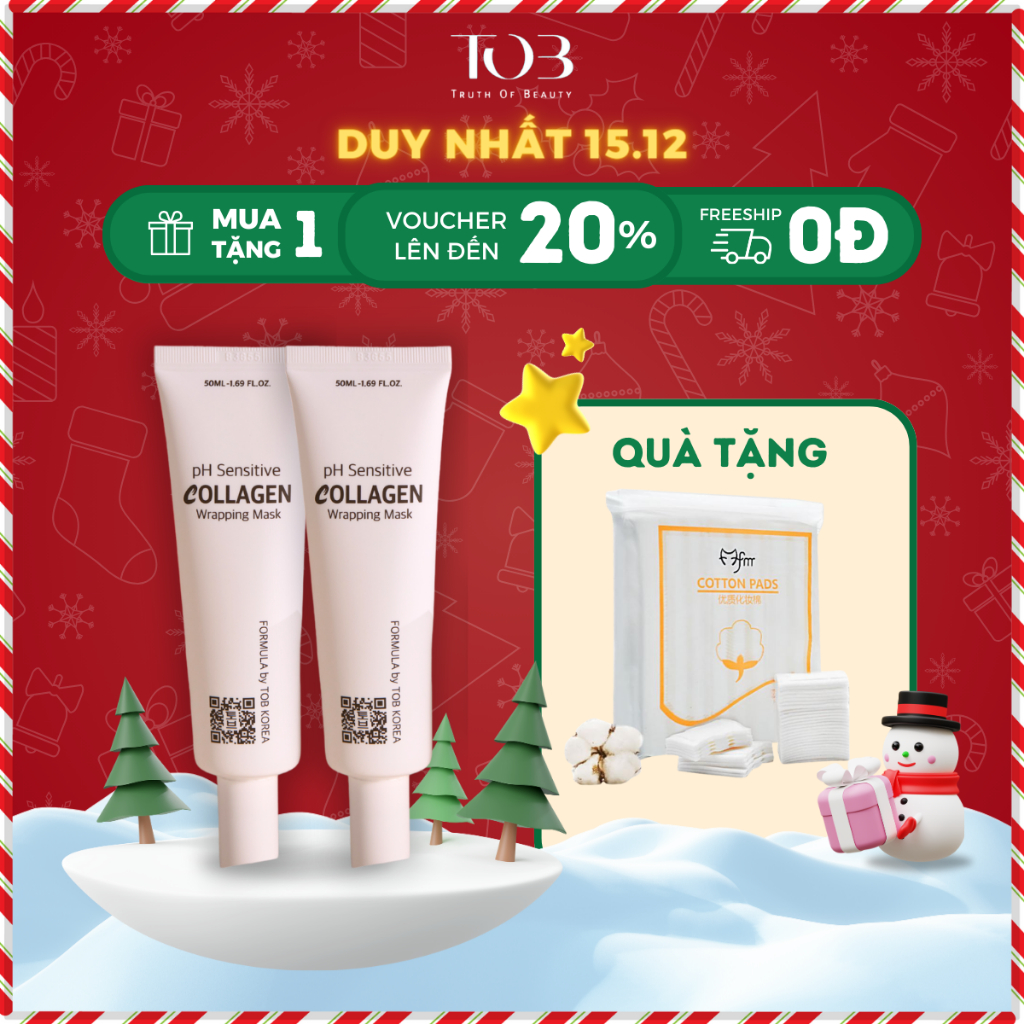 Mặt Nạ Dưỡng Ẩm Và Phục Hồi TOB pH Sensitive Collagen Wrapping Mask, Mặt Nạ Ngủ Giúp Làm Trắng Sáng Da Dạng Gel Bôi 50ml
