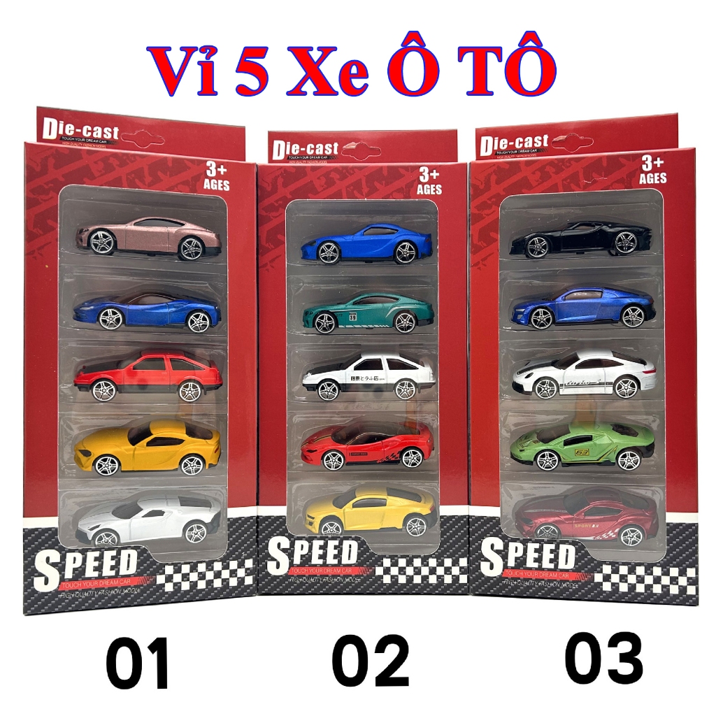 5 Chiếc Ô tô đồ chơi trẻ em siêu xe OTO mini bằng Hợp Kim siêu ngầu – An toàn cho bé khi sử dụng - Vỉ 5 Xe oto