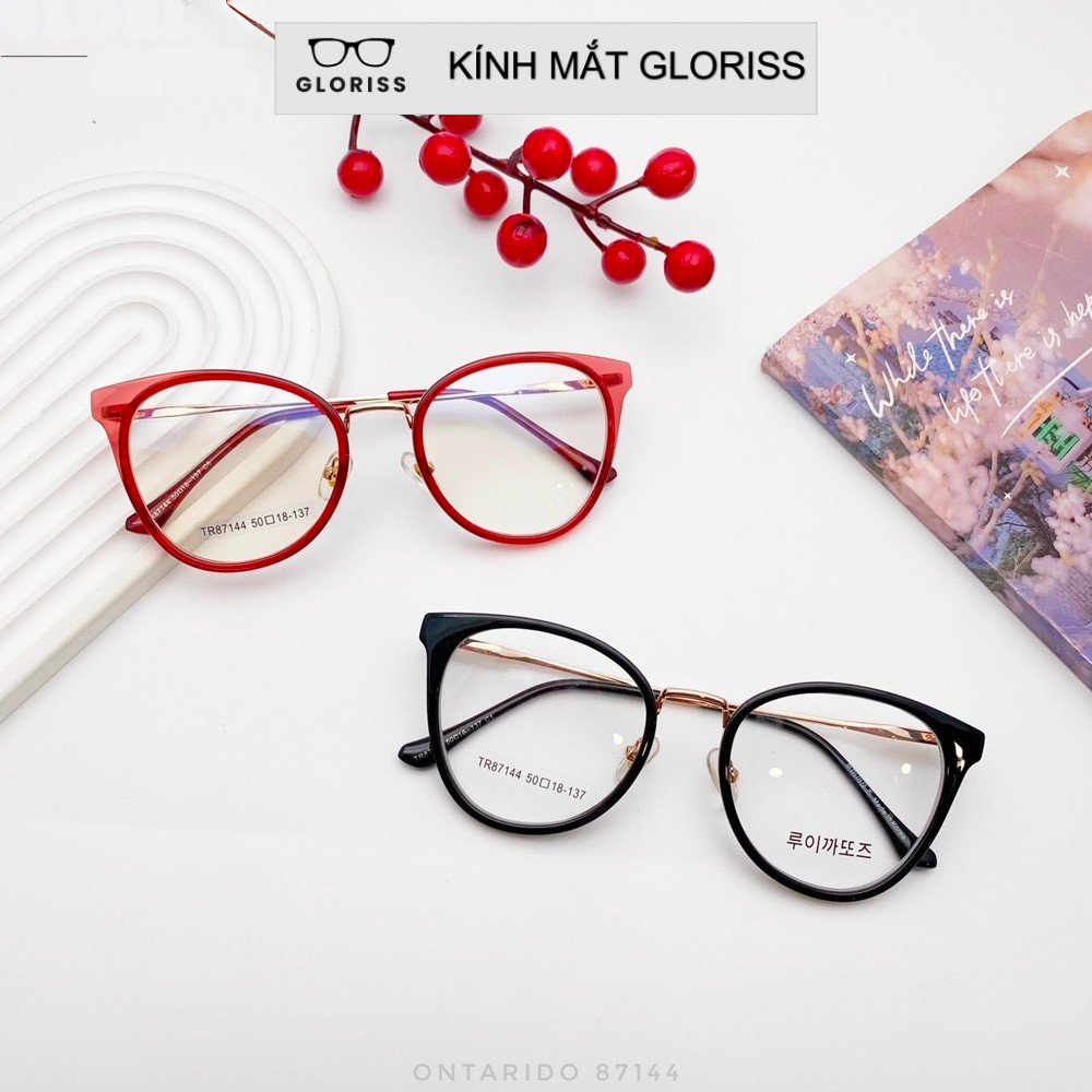 Gọng kính mắt mèo cận nam nữ thời trang - GLORISS ONTARIDO 87144 cắt mắt cận, viễn, loạn thoải mái
