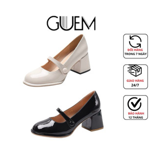 Giày Cao Gót Nữ 5cm Mũi Vuông Đế Trụ Quai Cài Dán Thời Trang A38