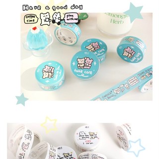 Cuộn washi tape 2m Happy Bunny dễ thương