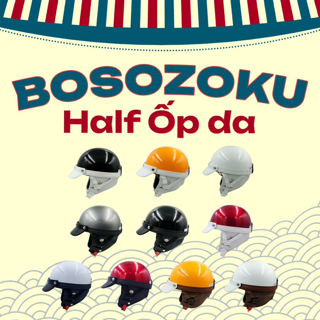 Nón Bảo Hiểm Nửa Đầu Phong Cách Vintage CHÍNH HÃNG NHẬT BẢN.