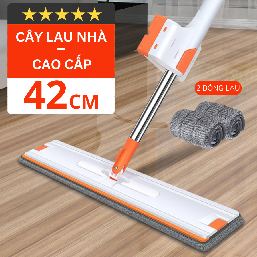 Cây Lau Nhà Tự Văt Thông Minh SPIN MOP Bàn Lau Lớn 42cm Chổi Lau Nhà Tự Vắt Hiện Đại Kèm Gạt Nước Tặng Bông Lau