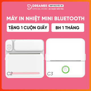 Máy In Nhiệt Mini Bluetooth, in ảnh, Hóa đơn không cần mực, mã vận đơn shopee ,TMĐT dán được - Dreamee