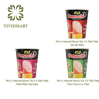 [LY LẺ] - MASAN - Mì ly Omachi có CÂY THỊT THẬT 3 vị: Sốt/ Xốt Bò Hầm, Sườn Hầm Ngũ Quả, Tôm Chua Cay (111-114g/ly)
