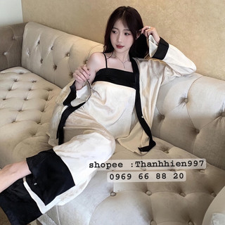 ❤️hàng qc❤️set áo choàng +bộ ngủ 2 dây áo yếm,quần dài lyly_thanhhien997_lụa gấm cao cấp,tiểu thư a45720.