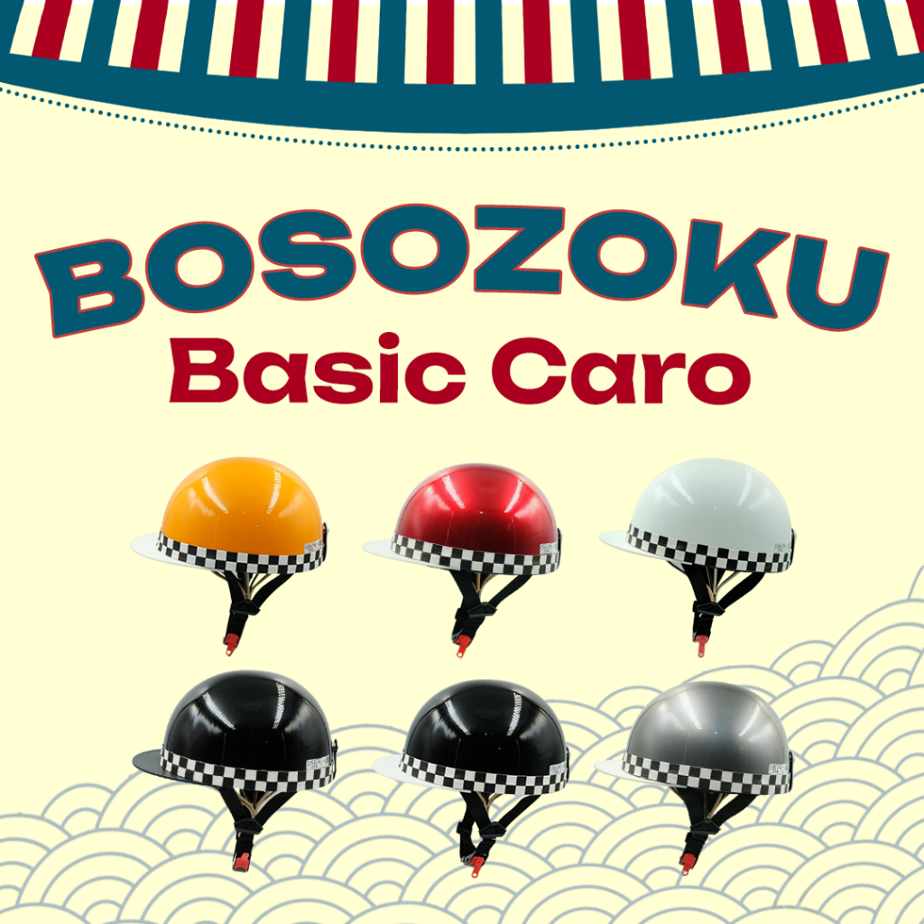 Nón Bảo Hiểm Nửa Đầu Bosozoku Basic Viền Caro Phong Cách Nhật Bản CHÍNH HÃNG NHẬT BẢN.