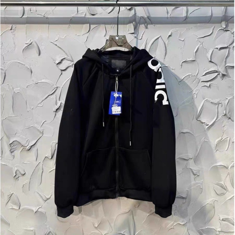 Áo khoác adidas nam nữ nỉ bông  ,khóa zip mũ chùm in chữ logo tay áo bo chun cực chất 2023