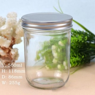 Hũ Thủy Tinh Tròn JD 500ml Miệng Rộng Nuôi Nấm Kefir,Làm Sữa Chua,Đựng Đồ Ăn Dày Dặn