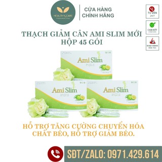 Combo 3 thạch giảm cân ami slim mẫu mới hộp 45 gói - hỗ trợ tăng cường chuyển hóa chất béo