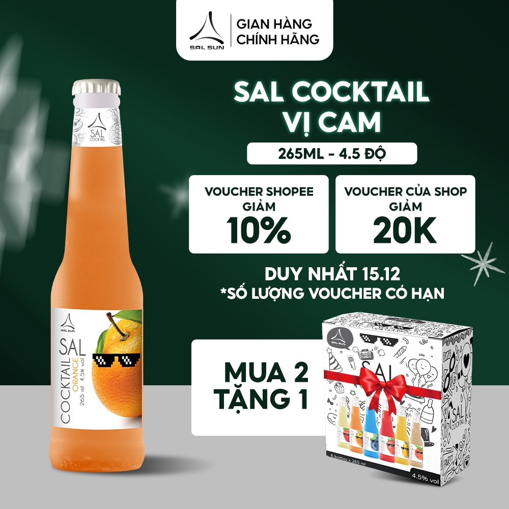 Thùng 6 chai SAL COCKTAIL ORANGE 4,5 độ Cocktail hoa quả vị cam