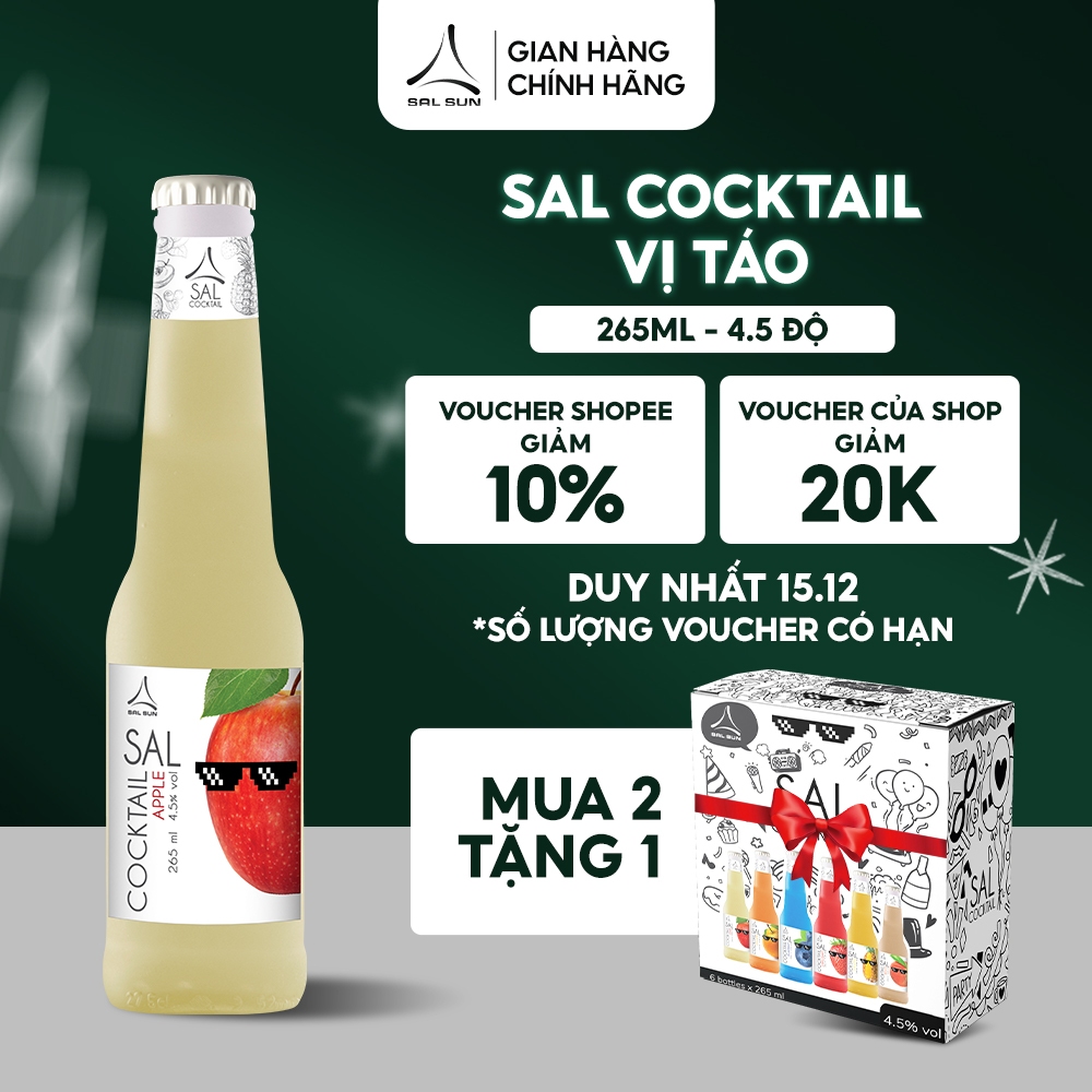 Thùng 6 chai SAL COCKTAIL APPLE 4,5 độ Cocktail hoa quả vị táo