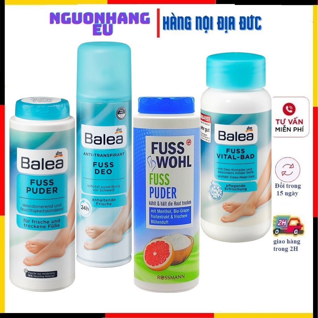 Bột khử mùi ,xịt  khử mùi hôi chân Balea, hôi giày Balea (Neu} Fuss Wohl 100g.muối ngâm Chân