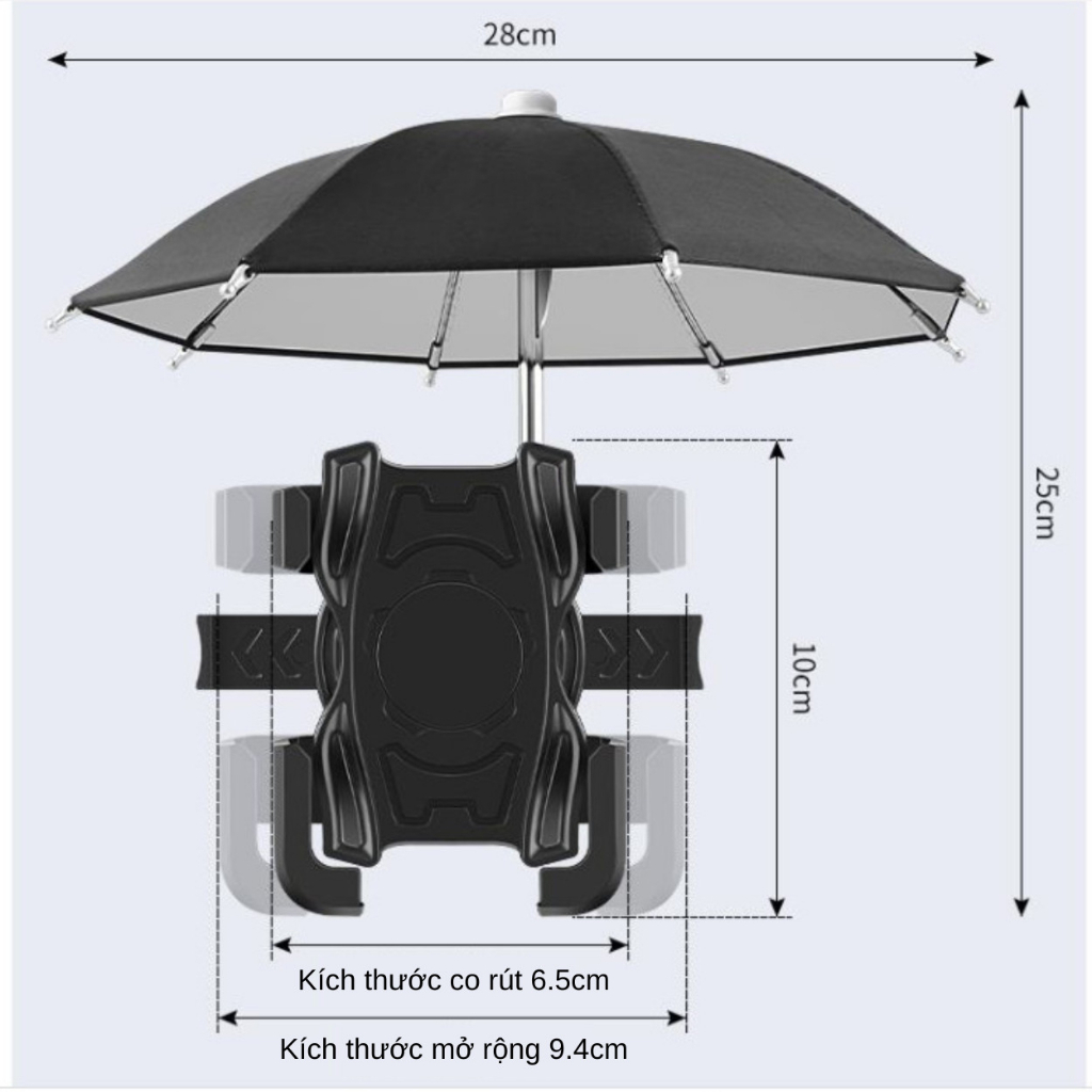 Kẹp Điện thoại Gắn Xe Máy, Có Ô Che Mưa Nắng, Kẹp Chắc Chắn, Khóa Chống Giật - XS Store