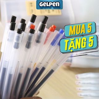 Bút gel bút bi bấm Muji GelPen bản dupe ngòi 0.5mm khô nhanh 3 màu đen đỏ xanh dành cho học sinh