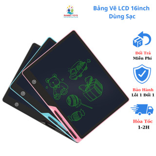  Bảng viết tự xóa LCD 16inch dùng sạc bảng vẽ điện tử thông minh tự động xóa giúp bé tăng sáng tạo 