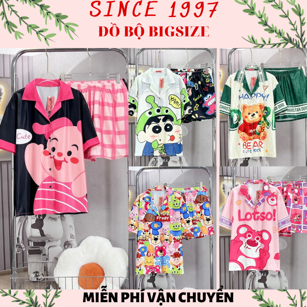 Đồ bộ bigsize ĐÙI THUN LẠNH 5D 60-85kg Pijama đồ ngủ Bigsize, Pijama Thun Lạnh cao cấp xinh xắn