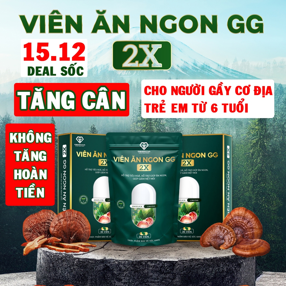 Tăng Cân Viên Ăn Ngon GG 2X Cho trẻ từ 6t, gầy lâu năm do cơ địa Nguyên liệu Nhật Bản Không tích nước, giữ cân khi dừng