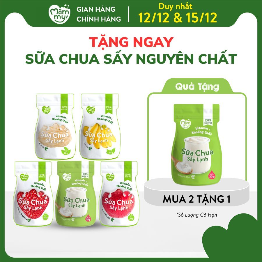 Sữa chua sấy lạnh Mămmy 5 vị: Tổ yến, Táo, Dâu, Chuối và Nguyên bản, chống hóc, bổ sung vitamin cho bé từ 6 tháng tuổi