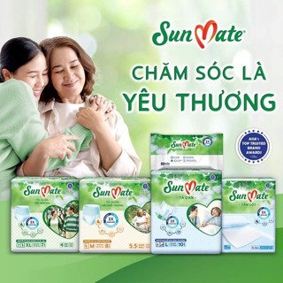 (Chính hãng) Tã dán người già -Tấm lót SunMate sz M-M/L- XL 10 miếng