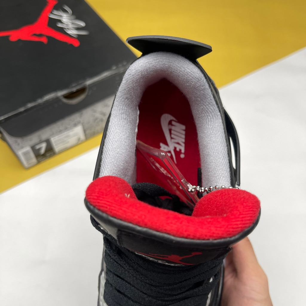 Giày JD4 Bred Reimagined, JD4 Thấp Đen Viền Đỏ Bản Da - Than.Shoes