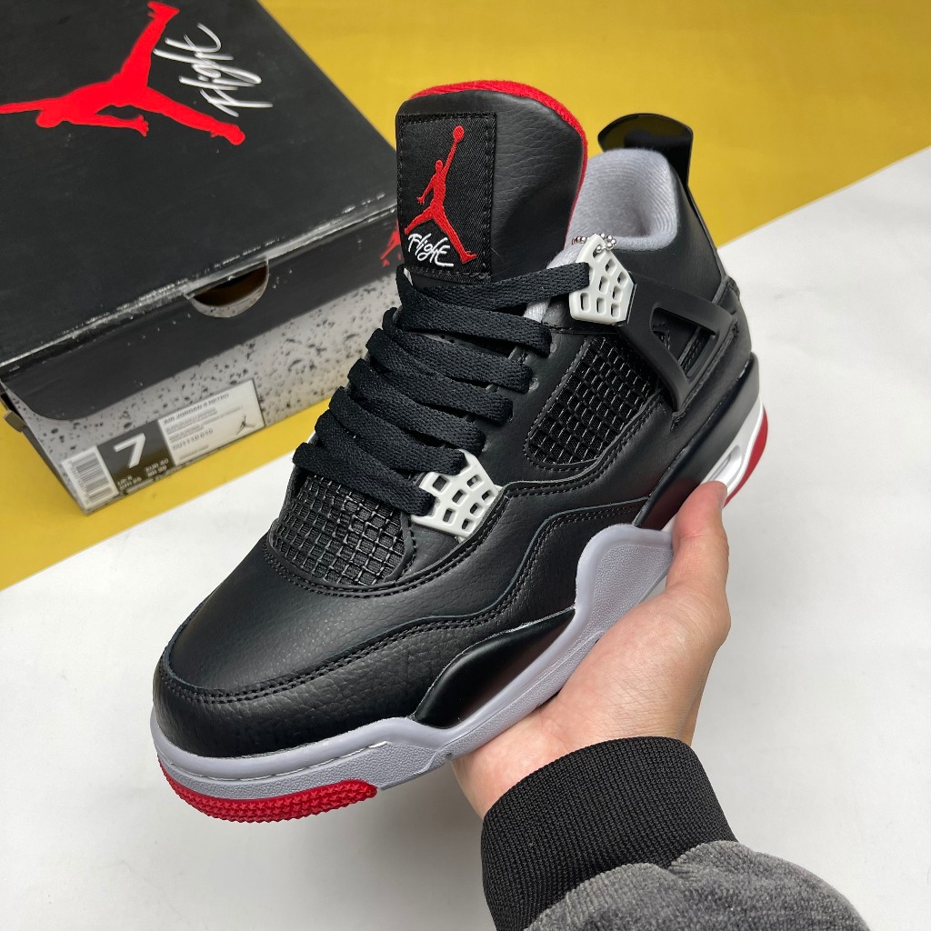 Giày JD4 Bred Reimagined, JD4 Thấp Đen Viền Đỏ Bản Da - Than.Shoes