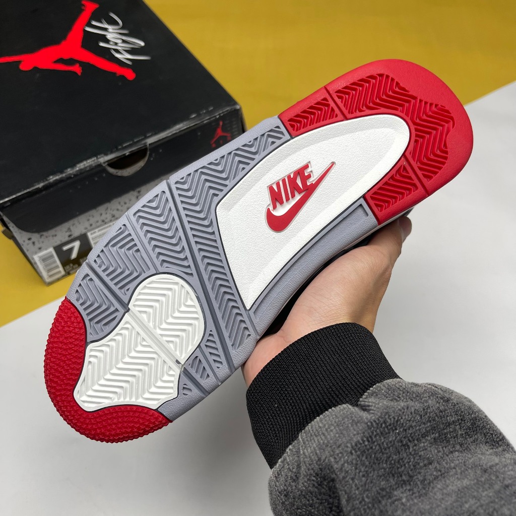 Giày JD4 Bred Reimagined, JD4 Thấp Đen Viền Đỏ Bản Da - Than.Shoes