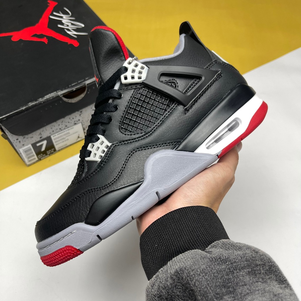 Giày JD4 Bred Reimagined, JD4 Thấp Đen Viền Đỏ Bản Da - Than.Shoes