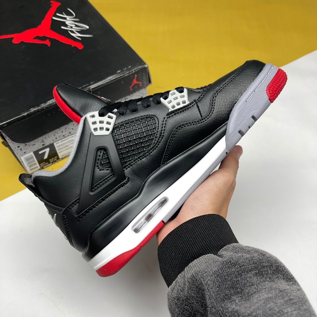 Giày JD4 Bred Reimagined, JD4 Thấp Đen Viền Đỏ Bản Da - Than.Shoes