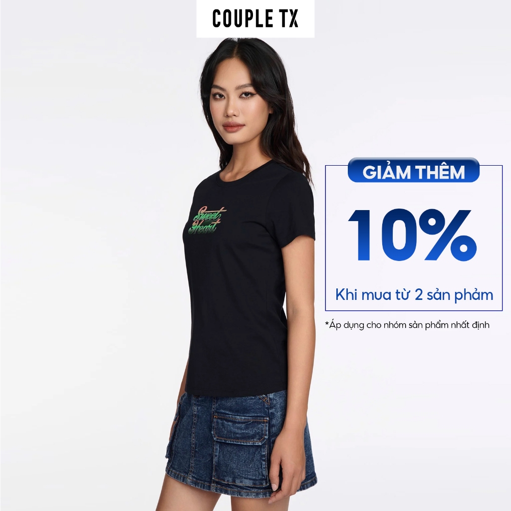 Áo Thun Nữ Couple TX Slim Fit In Typo Sweet Heart WTS 2287