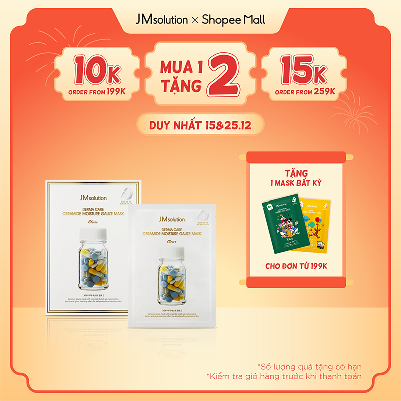 Mặt Nạ Phục Hồi Và Dưỡng Ẩm JMsolution Derma Care Ceramide Aqua Capsule Mask Clear 25ml x 10 Miếng