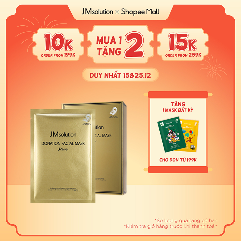 Mặt Nạ Tinh Thể Vàng Chống Lão Hóa JMsolution Donation Facial Mask Save 37ml x 10 Miếng