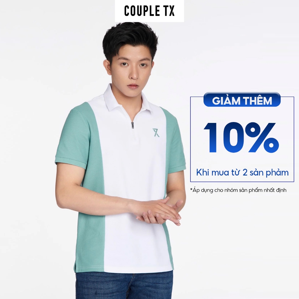 Áo Polo Nam Couple TX Cổ Zip Phối Màu Regular Fit MPO 1031