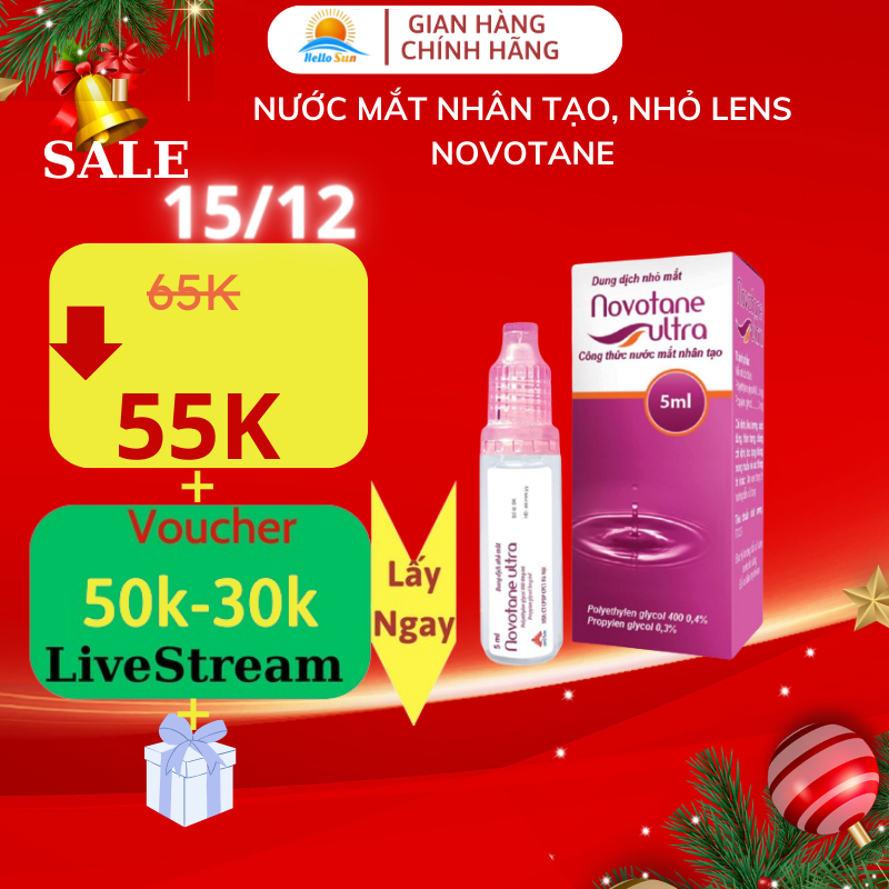 Nước Mắt Nhân Tạo Novotane Ultra Giảm Khô Mắt, Mỏi mắt, Mờ Mắt 5ml- Shop Hello Sun