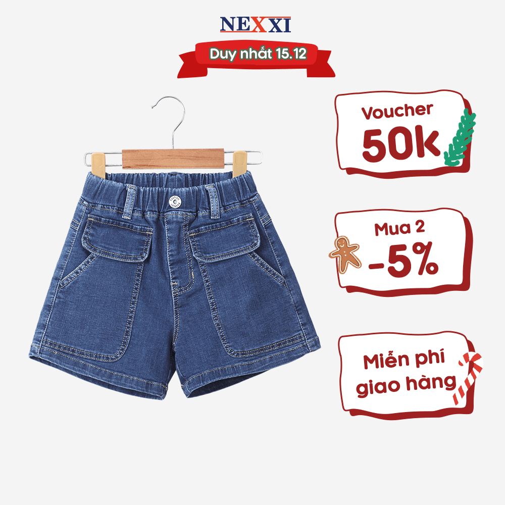 Quần Đùi Jean Lưng Cao Túi Nắp Bé Gái