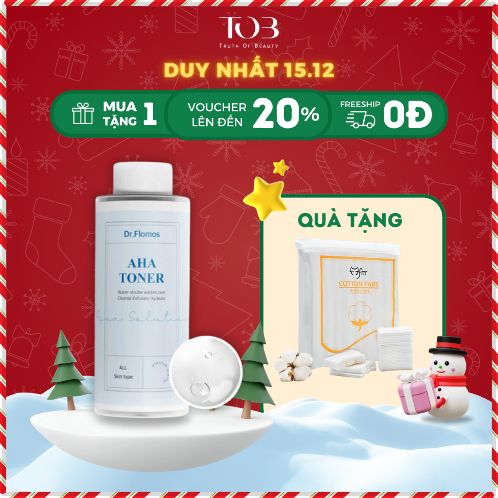 Toner AHA DR FLOMOS 300ml Tẩy Tế Bào Chết, Giảm Mụn, Mờ Thâm
