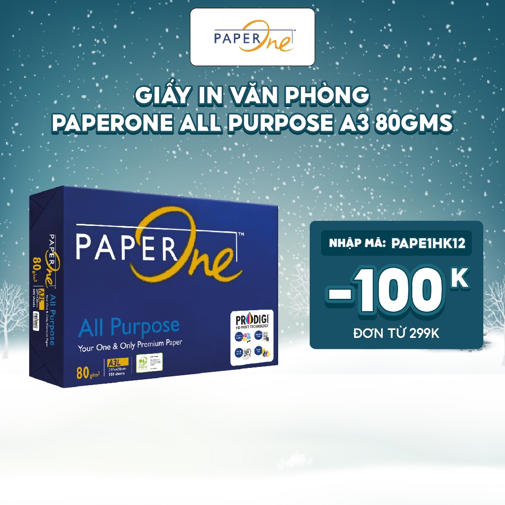 Giấy in PaperOne All Purpose Premium A3 80 gsm - Ream 500 tờ dành cho nhu cầu gia đình, văn phòng