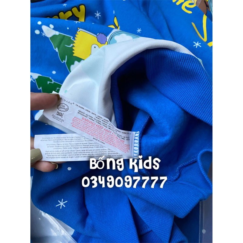 Áo Nỉ Bé Trai Simpson Giáng Sinh Xanh Blue PR