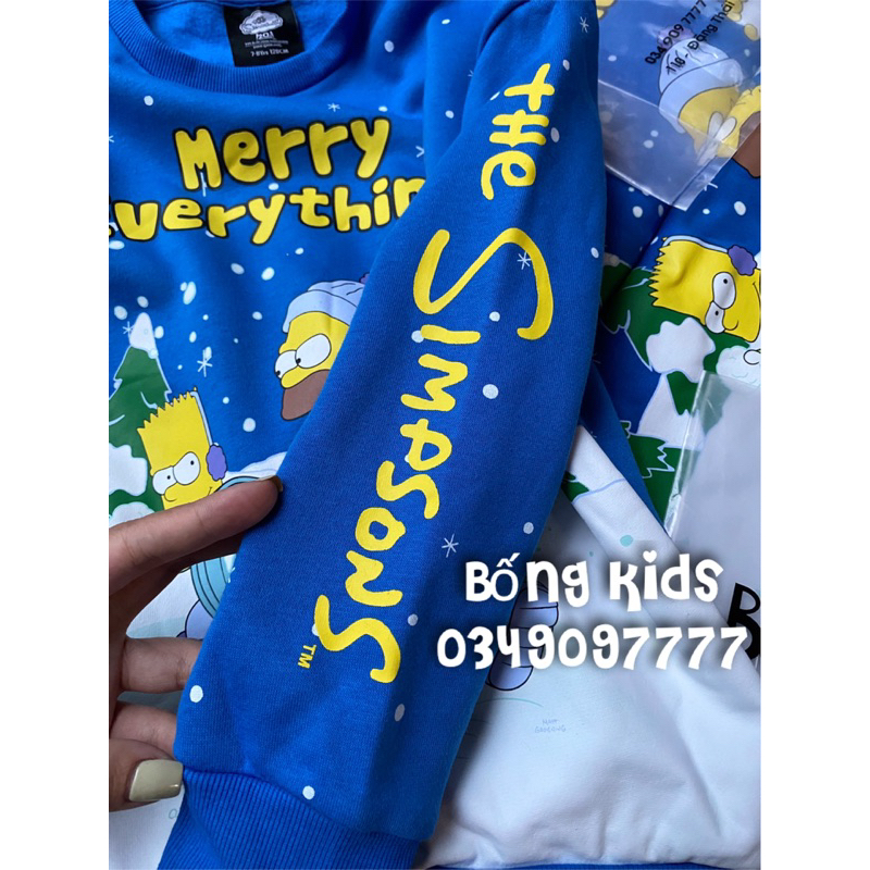 Áo Nỉ Bé Trai Simpson Giáng Sinh Xanh Blue PR