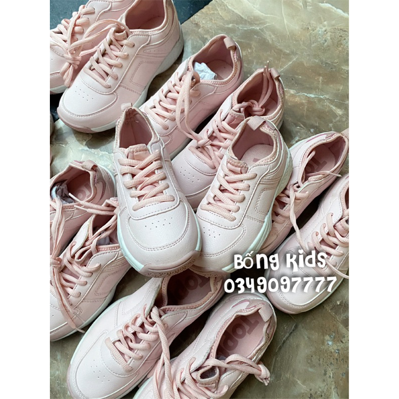 Giày Sneakers Bé Gái Da Hồng PR