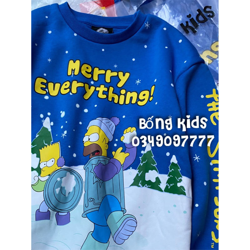 Áo Nỉ Bé Trai Simpson Giáng Sinh Xanh Blue PR