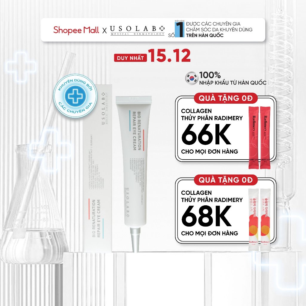 Kem mắt Repair Eye Cream USOLAB - Giúp dưỡng mắt,mờ thâm,dưỡng ẩm,tan bọng mắt tăng độ đàn hồi săn chắc giúp da 30ml