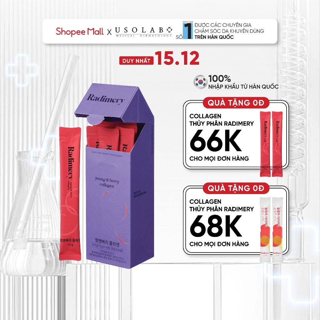 Collagen uống 3000mg Radimery - Giúp Da Căng Mịn, Chống Lão Hóa, Tóc Chắc Khỏe 1 gói 15g