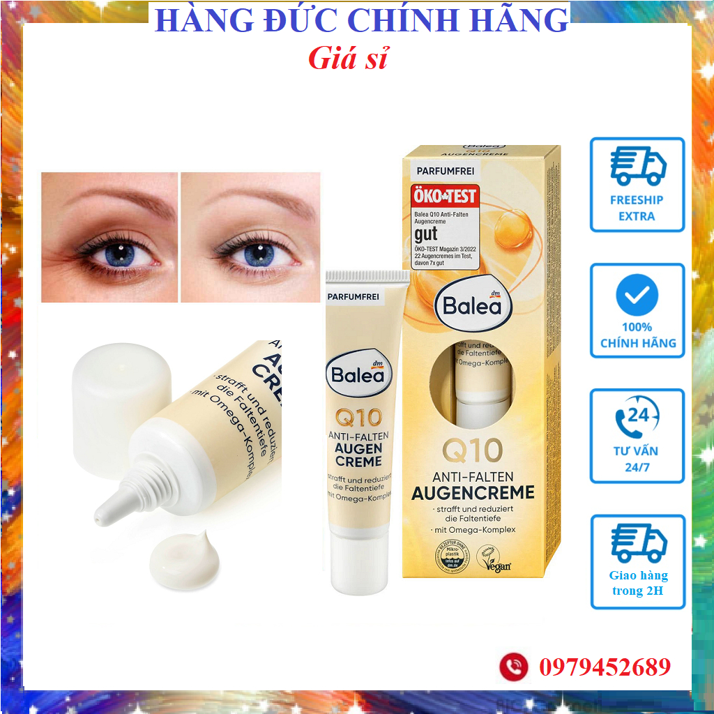 (chính hãng)Kem dưỡng mắt Balea Augen Creme Q10 giảm nếp nhăn