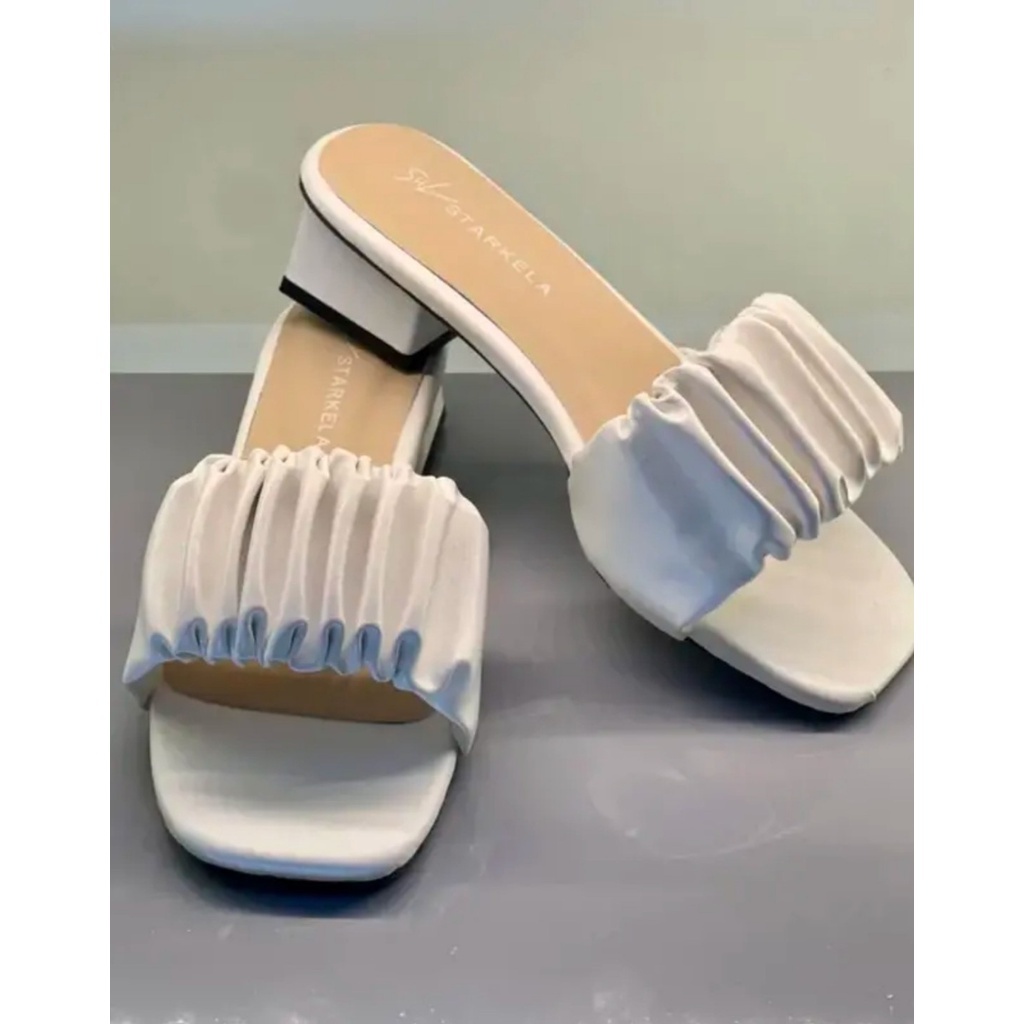 Dép Guốc nữ 5P quai ngang nhún bèo da mềm cao cấp mũi vuông đi chơi đi tiệc đẹp