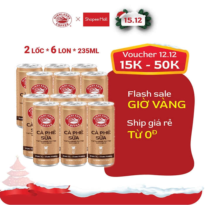 Combo 2 lốc Cà Phê Sữa Đá Highlands Coffee 235ml/lon (6 lon/lốc)