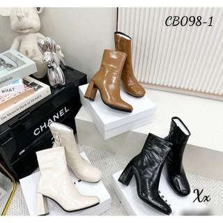 Bốt cổ ngắn mũi tròn gót trụ cao cấp Fullbox