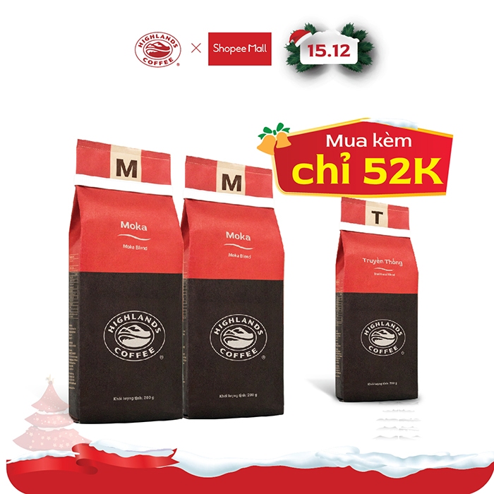 Combo 2 gói Cà phê rang xay Moka Highlands Coffee 200g/gói