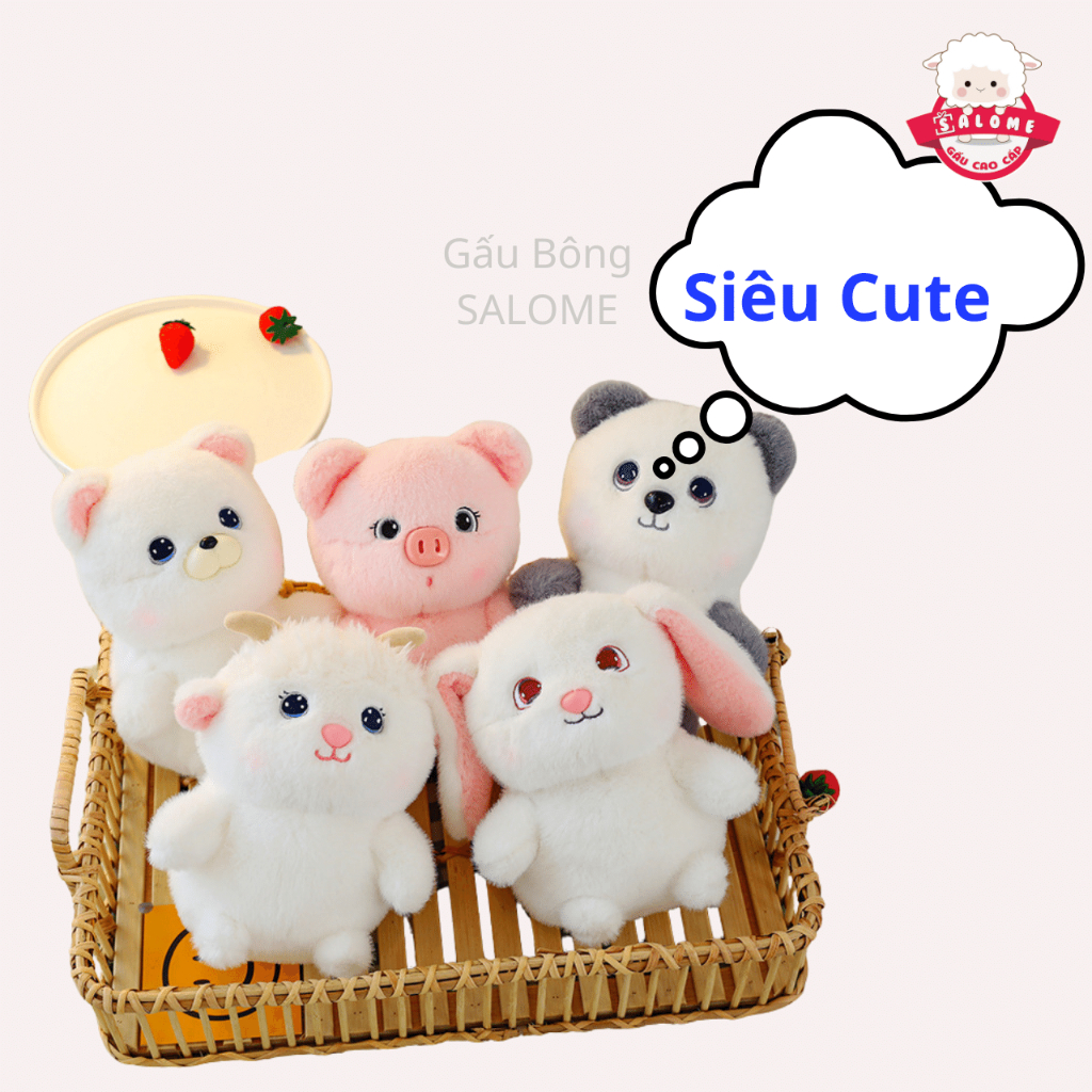 Gấu Bông Cừu Trắng Có Sừng Đeo Túi Size 20cm Mini Vải Siêu Mềm SALOME, Thú Nhồi Bông Con Cừu Nhí Đồ Chơi Trang Trí